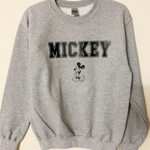 Large] MlCKEY printed H.grey Fleece sweatshirt
